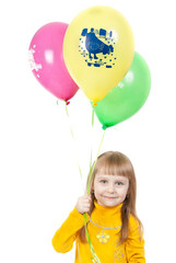 Fototapeta na wymiar Full isolated studio picture from a little girl with balloons