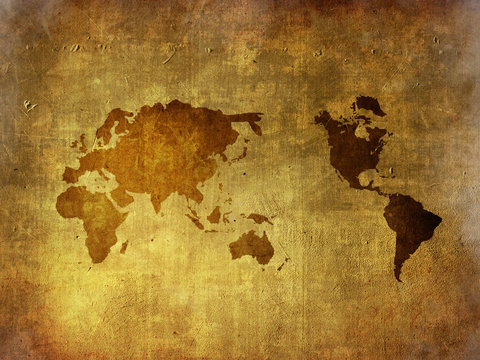 Fototapeta scratch vintage world map.