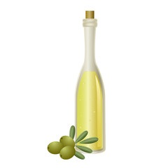 Isolated oil bottle with olives