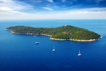 Picturesque  seascape with cruise yachts. Dubrovnik, Croatia