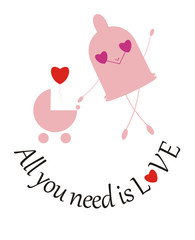 A funny little condom with a baby carriage