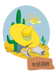 A lying on the sand cowboy pulls his hat over his eyes and asks