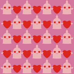 A funny little condoms and hearts background 1