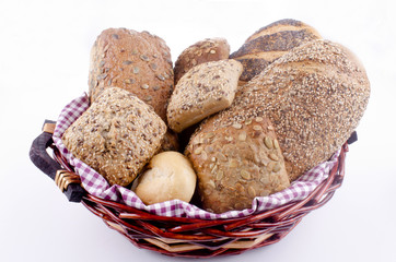 basked with fresh rolls and freshley baked bread