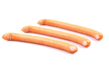 Tasty sausages isolated on white