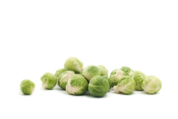Fresh brussels sprouts isolated on white background