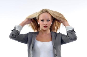 Frau mit langen Haaren