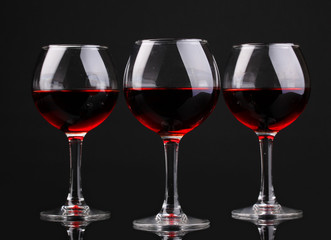 Wineglasses isolated on black