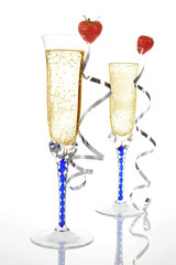 Champagne and strawberries.