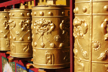 Tibetan prayer wheels