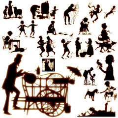 Character scene action diva silhouette background design