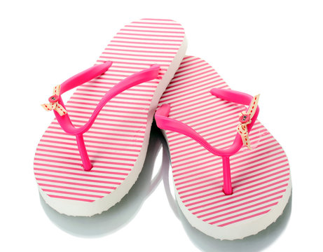 pink beach shoes isolated on white.