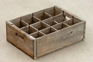 Old wood bottle crate with 12 sections.