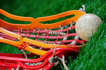 Abstract angle of a lacrosse close up
