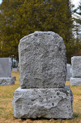 Unmarked rustic tombstone