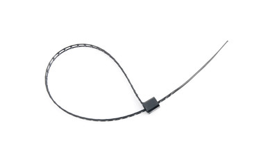 Obraz premium loop shape black plastic cable tie on white
