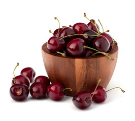 Cherry in wooden bowl