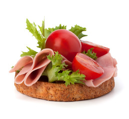 healthy sandwich with vegetable and smoked ham