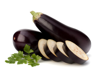 eggplant or aubergine and parsley leaf