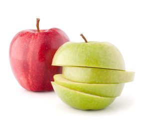 Red and green sliced apples