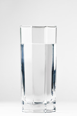 With a glass of water on a white background