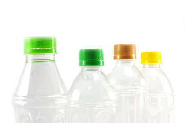 Close up of used plastic bottles