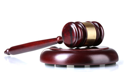 wooden gavel isolated on white