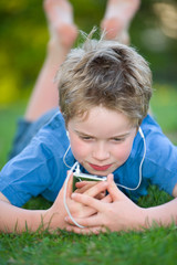 boy is listening music