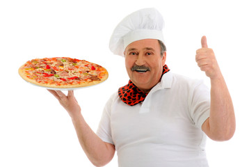 Chef preparing  pizza