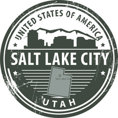 Fototapeta na wymiar Stamp with name of Utah, Salt Lake City, vector illustration