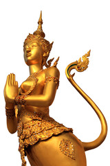 A Golden Kinnari statue at the Wat Phra Kaew - 41573528