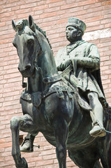 Bronze statue. City Hall. Ferrara. Emilia-Romagna. Italy.