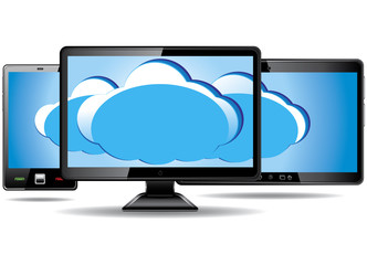 Monitor, tablet and smart phone with cloud