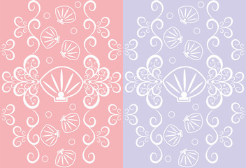 Seamless pattern with seashells