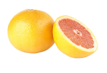 Fresh juicy grapefruits, isolated on white background