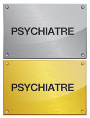 plaque en métal brossé doré : psychiatre