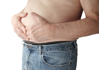 Fototapeta premium bare-chested man with stomach ache
