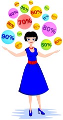 The woman catches discounts