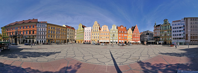 Solny square, Wroclaw, Poland - Stitched Panorama - obrazy, fototapety, plakaty