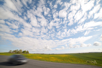 Road and clouds.