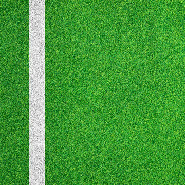 White stripe on the green soccer field