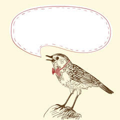 Illustration of singing bird with your text