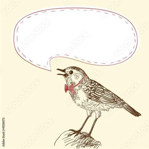 Illustration of singing bird with your text