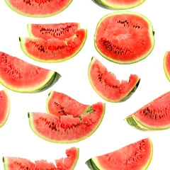 Foto auf Alu-Dibond Hintergrund mit roten Wassermelonenscheiben © Boroda