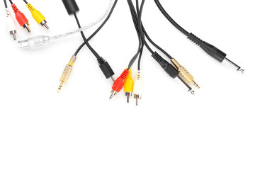 Audio and video jacks isolated on white