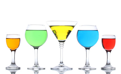 alcoholic cocktails isolated on white