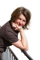 Frau am Gel&auml;nder