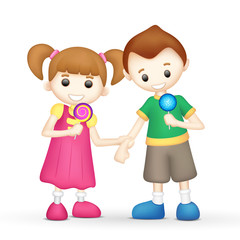 Kids with Lollipop Candy