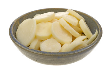 Sliced potatoes in bowl