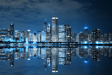 Fototapeta Chicago Downtown at Night obraz